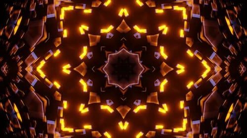 Abstract Glowing Geometric Kaleidoscope Tunnel Background Loop