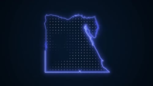 Futuristic Neon Outline Map of Egypt Animation