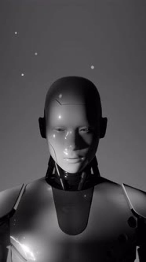 Roboteraugen schauen auf die Kamera 3D-Animation