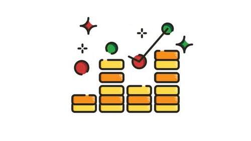 animation Line graph with a yellow bar chart.
