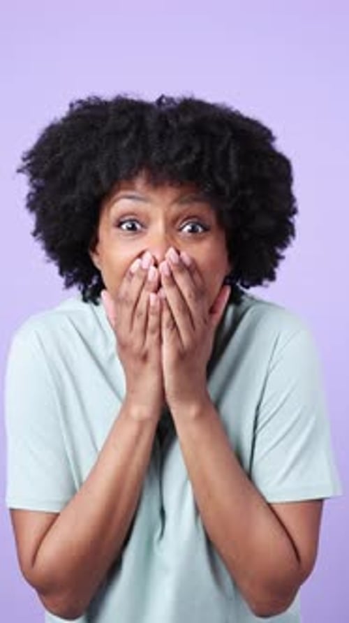 Excited African American Woman Showing Different Positive Emotions in Slow Motion