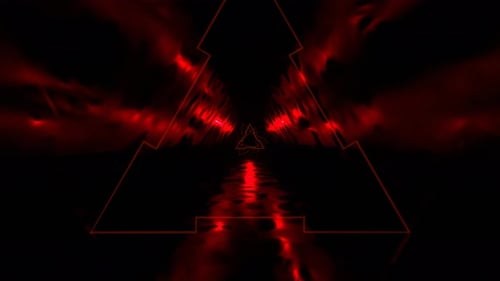 Orange Mystical Triangular Corridor With Fluorescent Light Background Vj Loop In 4K