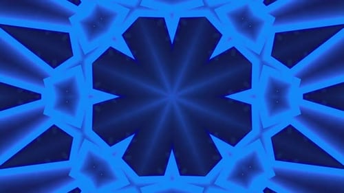 Blue Glowing Geometric Kaleidoscope Abstract Motion Background