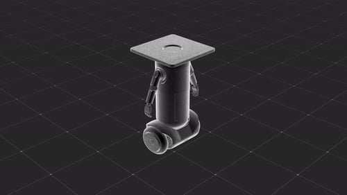 Robotic Pillar Transforms And Rotates On A Grid Background