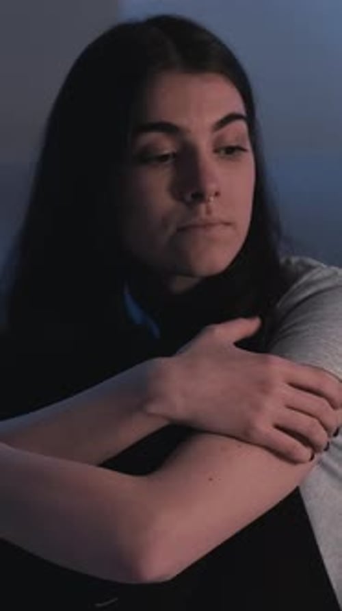 Vertical Night Depression Insomnia Fatigue Woman