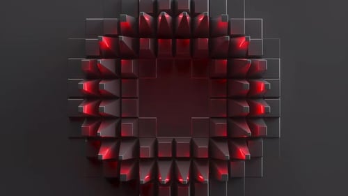 abstract futuristic background with geometric texture and red neon light