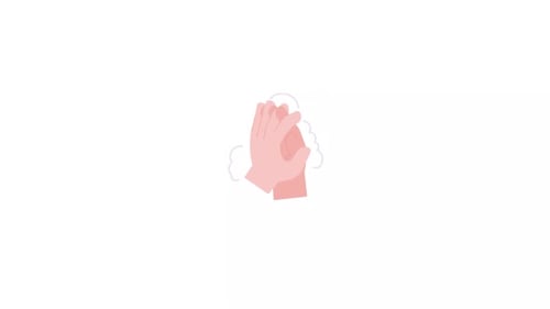 Animated Flat Design Illustration of Hands Washing
