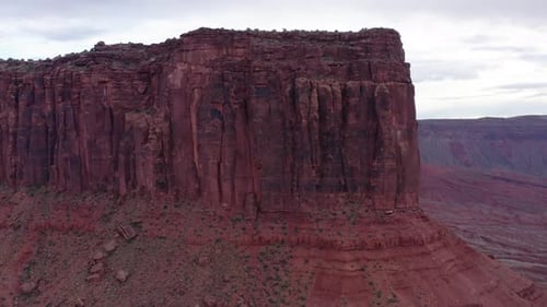 Drone moving and capturing circle view of Monument Valley, Utah, United states