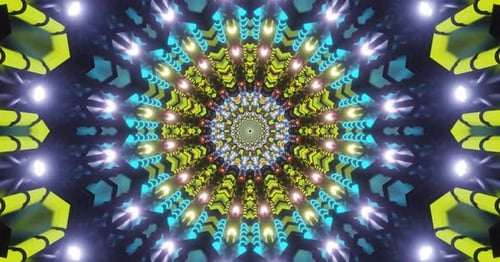 Vibrant Abstract Kaleidoscope Light Tunnel Motion Background