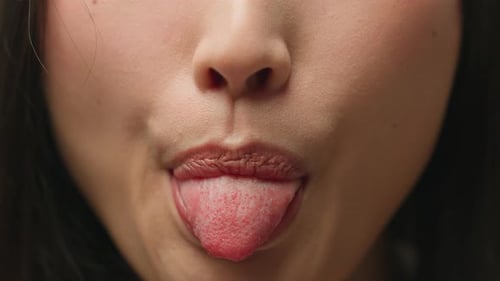 Cropped Shot Face Details Asian Woman Unrecognizable Teen Girl Female Extreme Close Up Mouth Lips