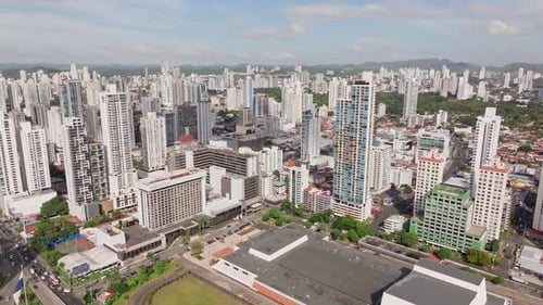 Aerial drone shot in Panama city