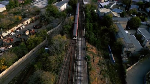 Train aerial top view