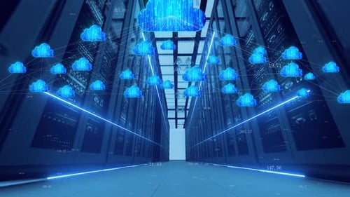 Futuristic Cloud Computing Network in Server Room