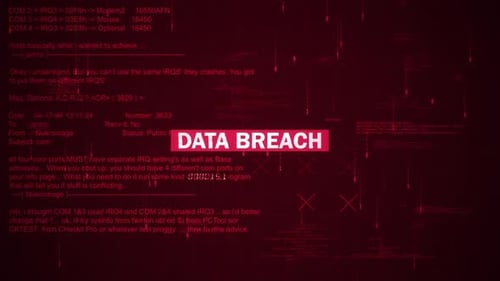 Texto de aviso de violação de dados na tela de fundo de hackeamento V02