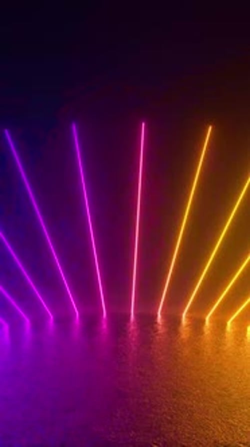 Abstract Dynamic Neon Light Bars Moving Vertical Background
