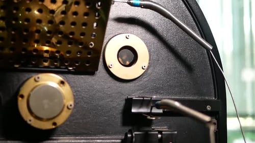 Close Up of Coffee Beans Roasting in Machine