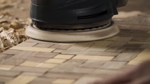 Close up shot of a sanding wood