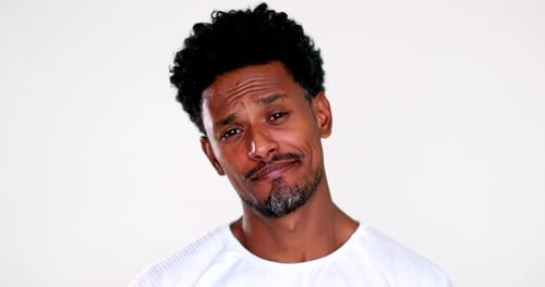 Man Smiling Portrait on White Background in Studio