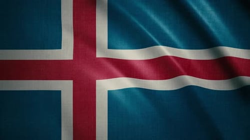 Realistic Waving Iceland Flag in Seamless Loop
