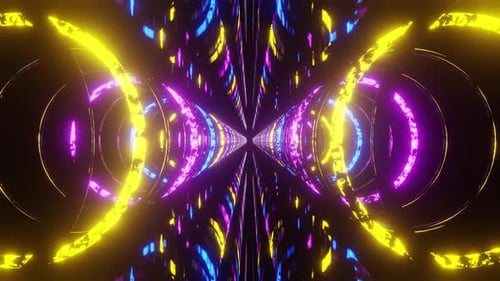 Double Rings Reflected Colorful Tunnel Vj Loop Animation Background