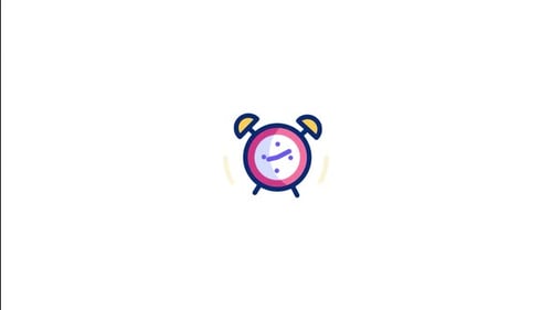 Animated Flat Design Alarm Clock Icon Ringing