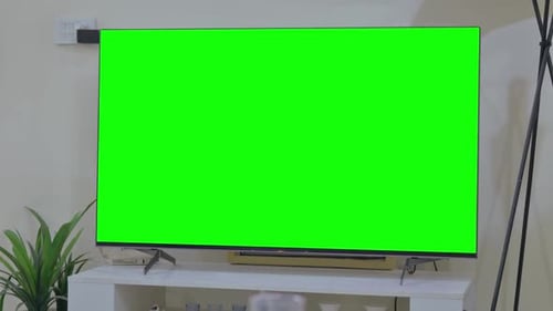 Green Screen of Television in Room