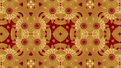 Abstract Decorative Golden Floral Kaleidoscope Motion Background