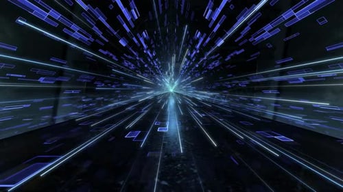 4K Cool Blue Future Technology Tunnel Shuttle Animation