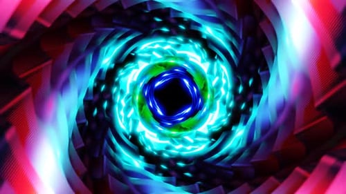 Dynamic Neon Abstract Spiral Tunnel Background Loop