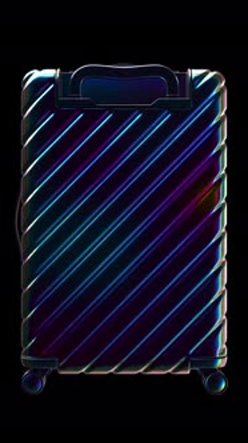 3D Suitcase with Gradient Neon Color Flow Animation Sylish Funky Ultraviolet Holographic Baggage