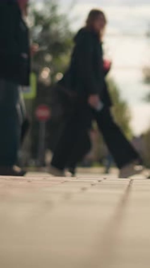 Urban Foot Traffic People Crossing Streets in Vibrant Urban Autumn Atmosphere Everyday City Life