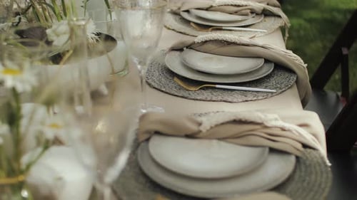Elegant table setting for an outdoor event