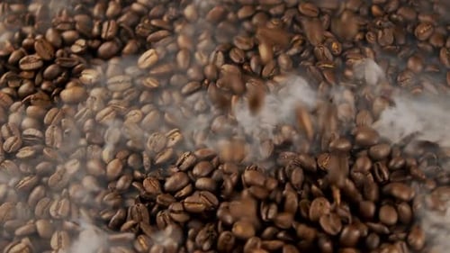Roasted Coffee Beans Falling.