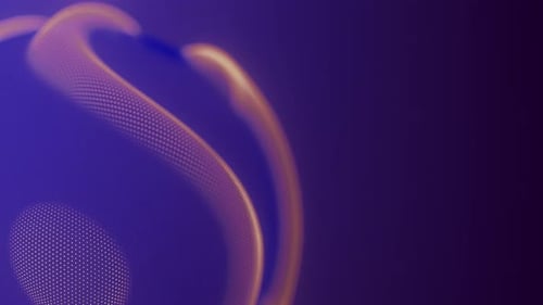 Nahaufnahme von Verzerrungswellen auf einer abstrakten Partikelschleife Digitale Datenspritze von Sphärisch