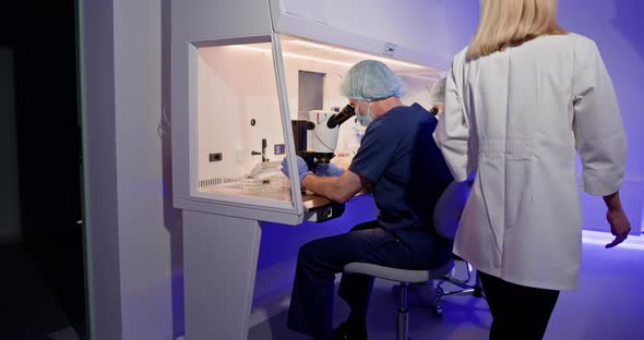 Laboratory Embryologist Performing IVF Procedure in Laboratory, Medical ...