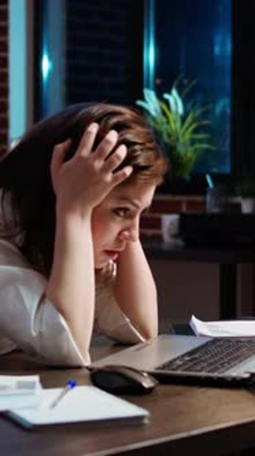 Stressed Sick Employee Woman.