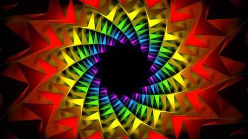 Fondo de túnel cilíndrico Rainbow Spiny Vj Loop en HD