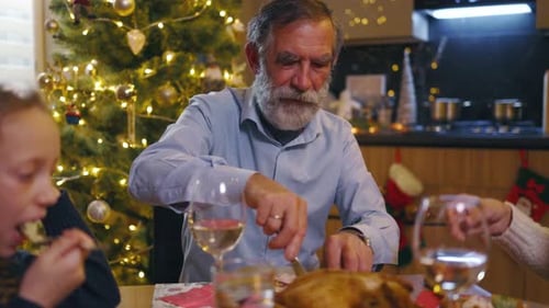 Family Christmas Dinner at Home During the Holidays