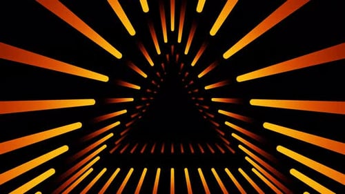 Líneas móviles de degradado naranja en forma de triángulo con reflexión