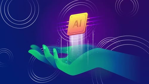 Halten Sie eine künstliche Intelligenz in der Hand und verwenden Sie KI-Animation 4k