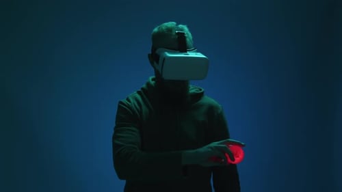Closeup View of a Man Gesturing in Augmented Reality
