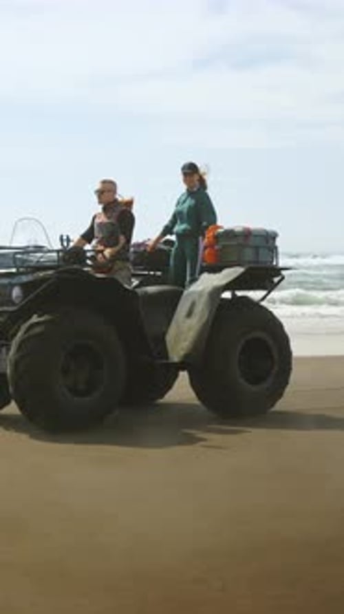An Adventurous Ride on a Massive Allterrain Vehicle Along the Beach Capturing the Thrill of the