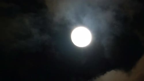Ethereal Full Moon Shining Brightly in Dark Sky