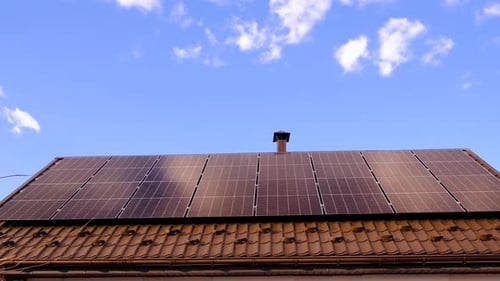 Solar Panels on the Roof of the House Selective Focus