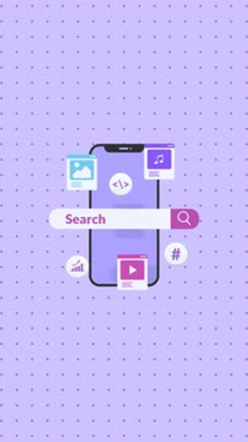 Animated Smartphone Search Bar with Media Icons