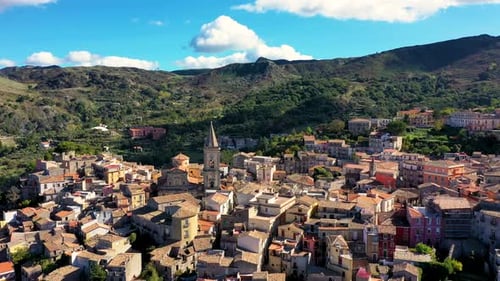 Amazing cityscape of Novara di Sicilia town. Aerial view of Novara di Sicilia, Sicily, Italy, Europe