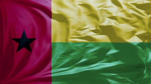 Guinea-Bissau Flag Realistic Waving Animated Background