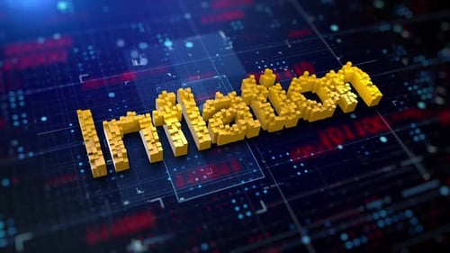 Digital Pixelated Inflation Text Title on Circuit Board