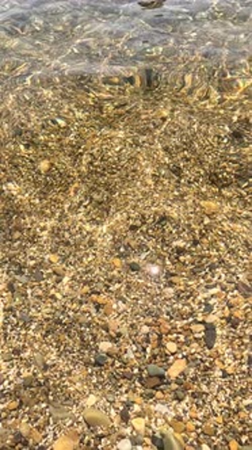 Water Pebbles Sunlight Clear Shallow Water Over Colorful Pebbles Sunlight Reflections on Seabed