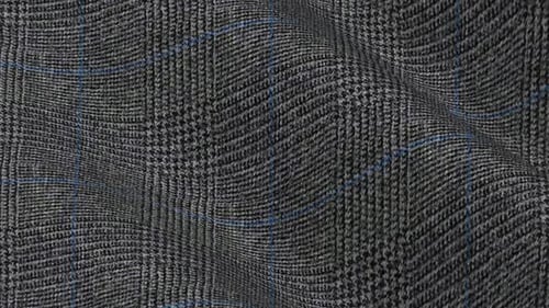 Italian Dark Gray Glen Plaid Flannel Wool Fabric shifting in elegant waves of check pattern